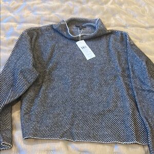 Eileen Fischer Striped Turtleneck Sweater - Black and Gray